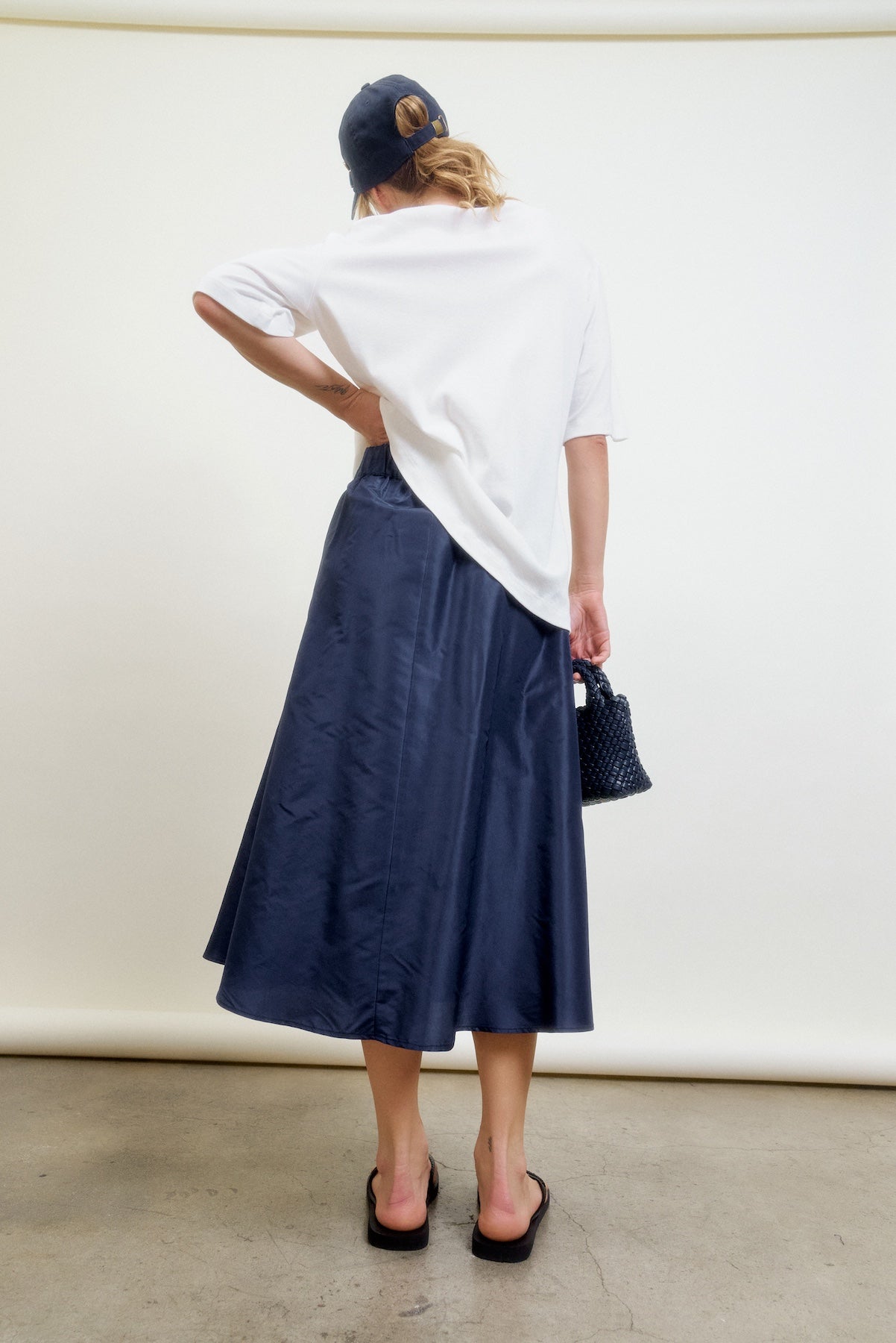 LE SKIRT | navy silk taffeta