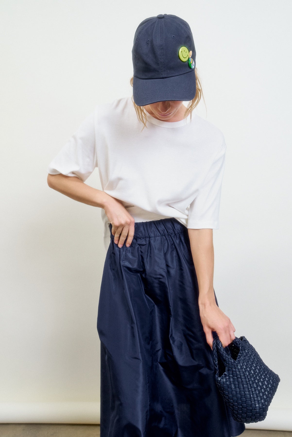 LE SKIRT | navy silk taffeta