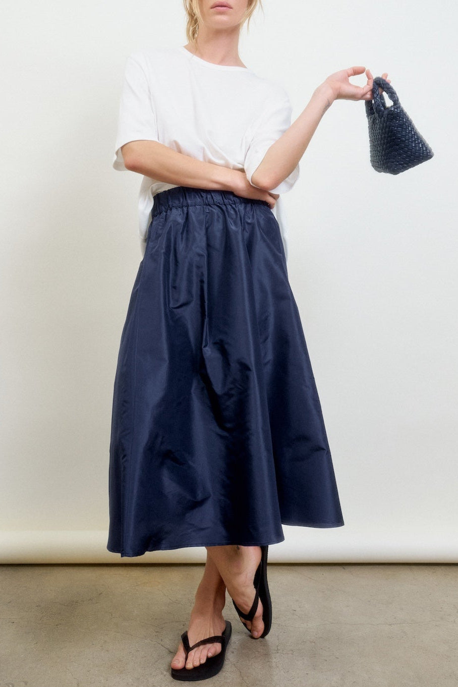 LE SKIRT | denim silk taffeta