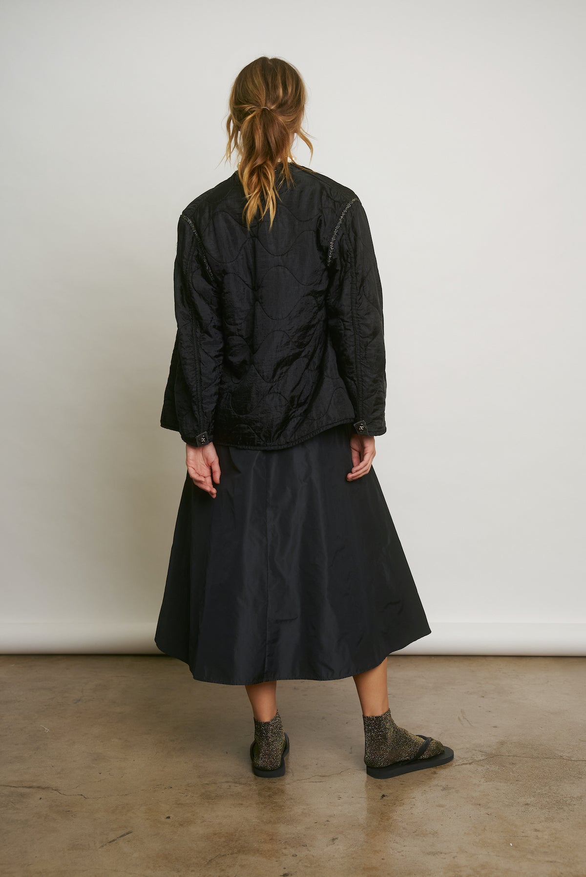 LE SKIRT | black nylon taffeta
