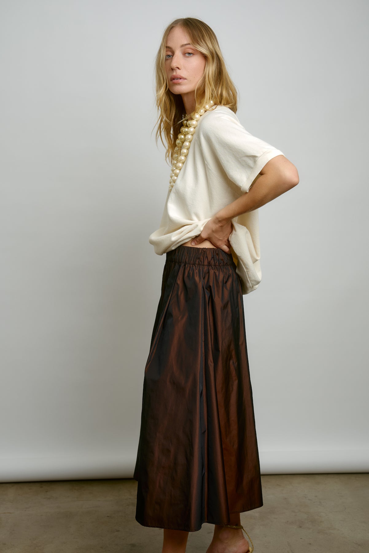 LE SKIRT | brown taffeta