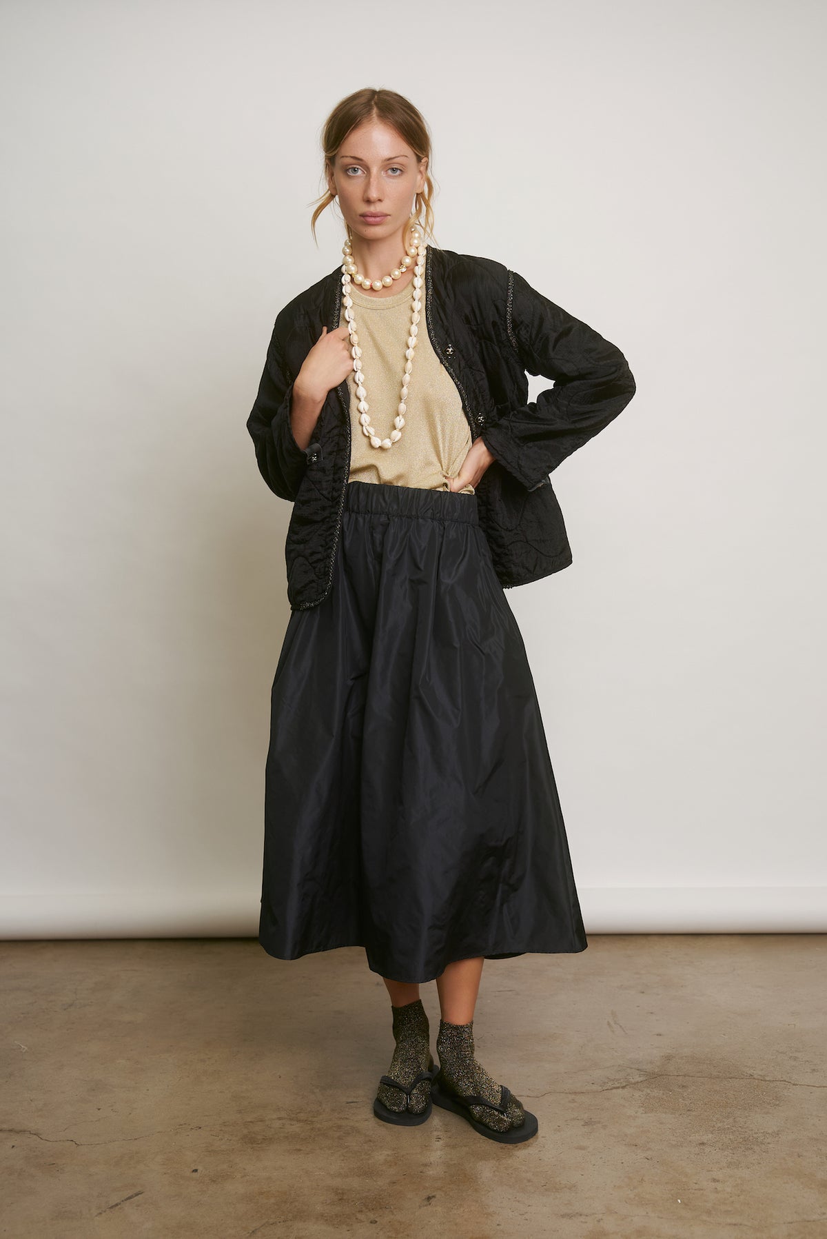 LE SKIRT | black nylon taffeta