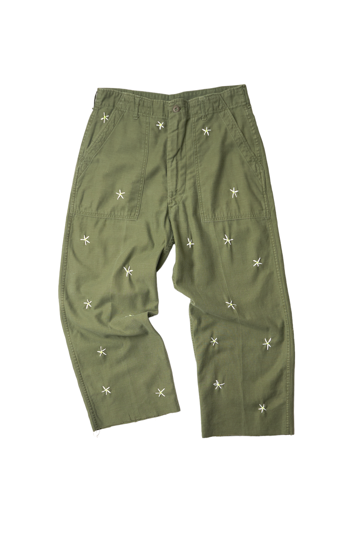 試着のみLiberty Print Side Embroidery Pants MONROW | daisy embroidery